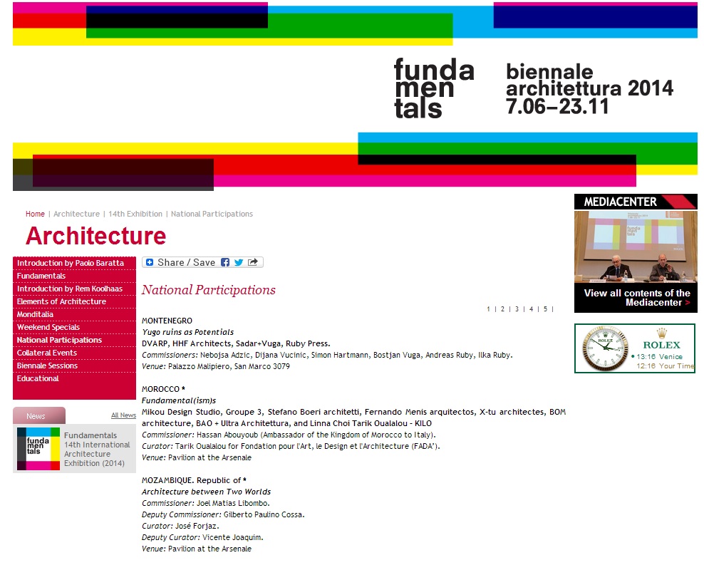 Fernando Menis Arquitectos to the Biennale di Venezia